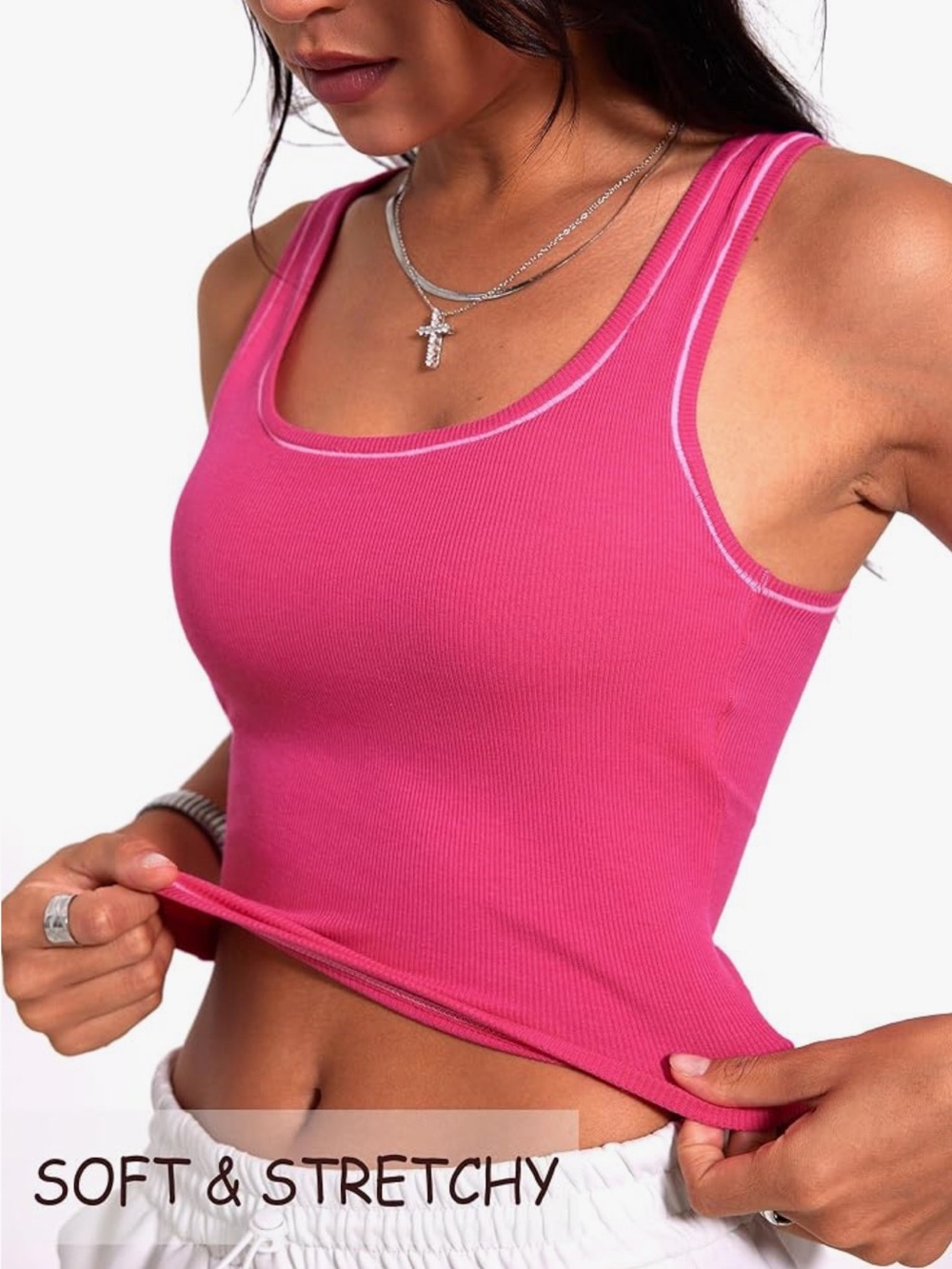 Women Rib Padded Tank Tops - Picture 11 of 11